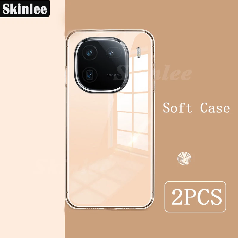 Skinlee For Vivo IQOO 12 Pro Case 2PCS Original Transparent Silicone Shockproof Cover For VIVO iQOO 11 Pro Back Coque