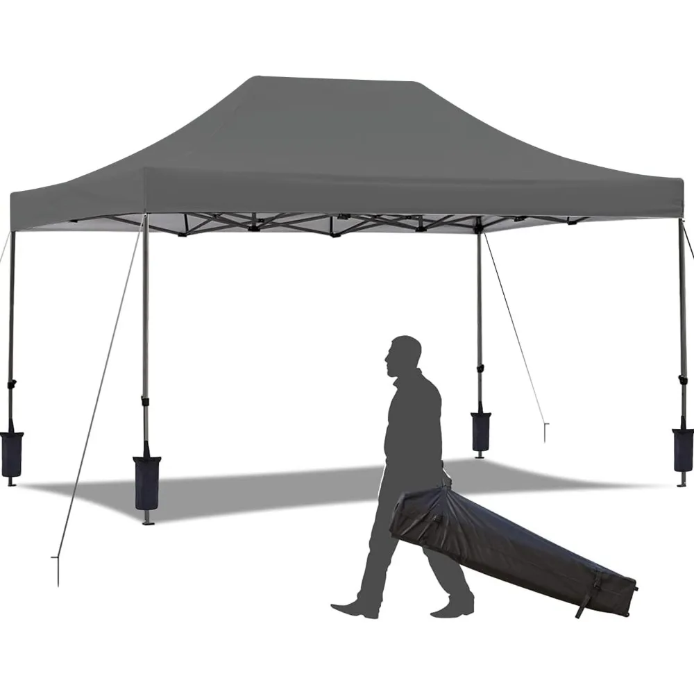 10' x 15' Pop Up Canopy Tent, Commercial Instant Canopy with Roller Bag, 4 Sand Bags, Outdoor Canopies for Festival, Event,