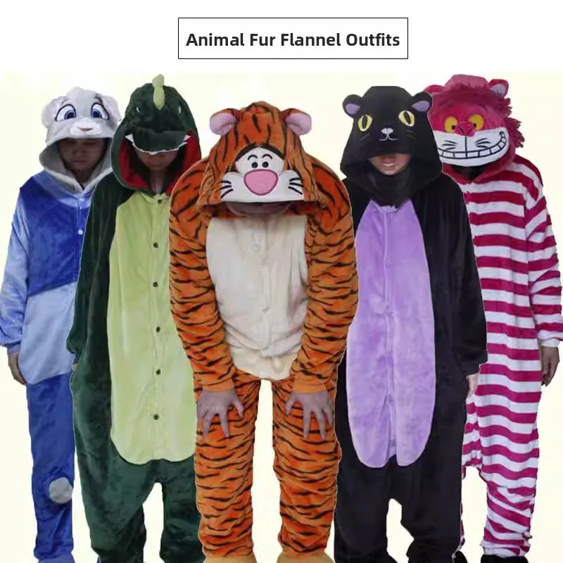 loween Adult COS Cartoon Animal Performance Big ey Wolf Monkey  Tiger Lion Onesie Performance Costume Polyester Fiber