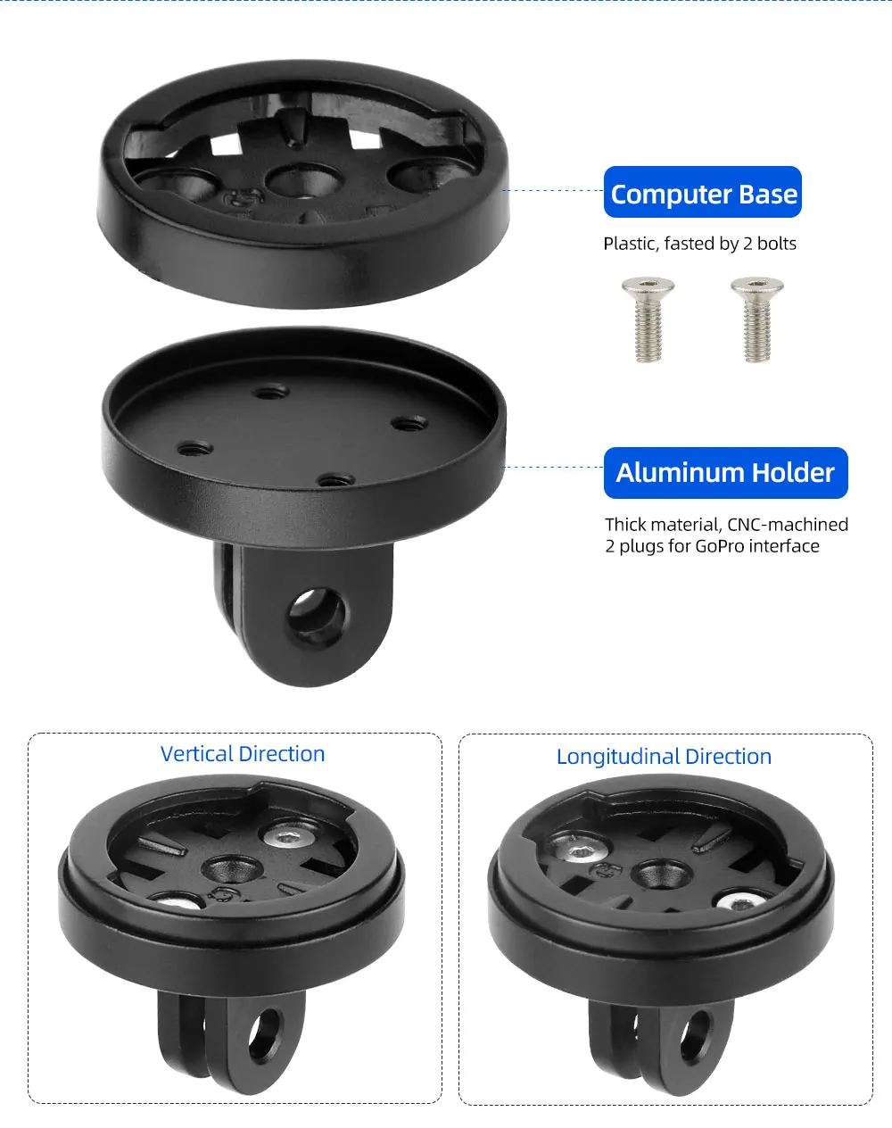 Fahrrad Scheinwerfer Computer Gabel Vorbau Top Cap Verlängerung Ständer Passt Gopro Sport Kamera DJI Insta360 MTB Rennrad Headset Teile – Detail 9