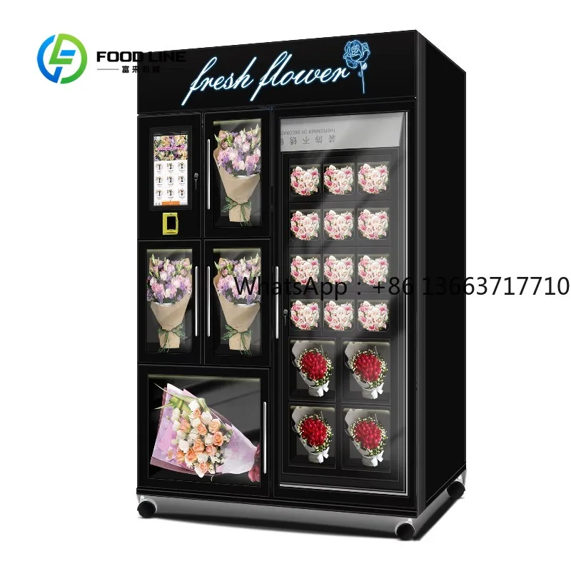 Customized Gifts Flower Vending Machine Full Automatic Smart Touch Screen 12-lattice Kiosk with Custom Logo for Business