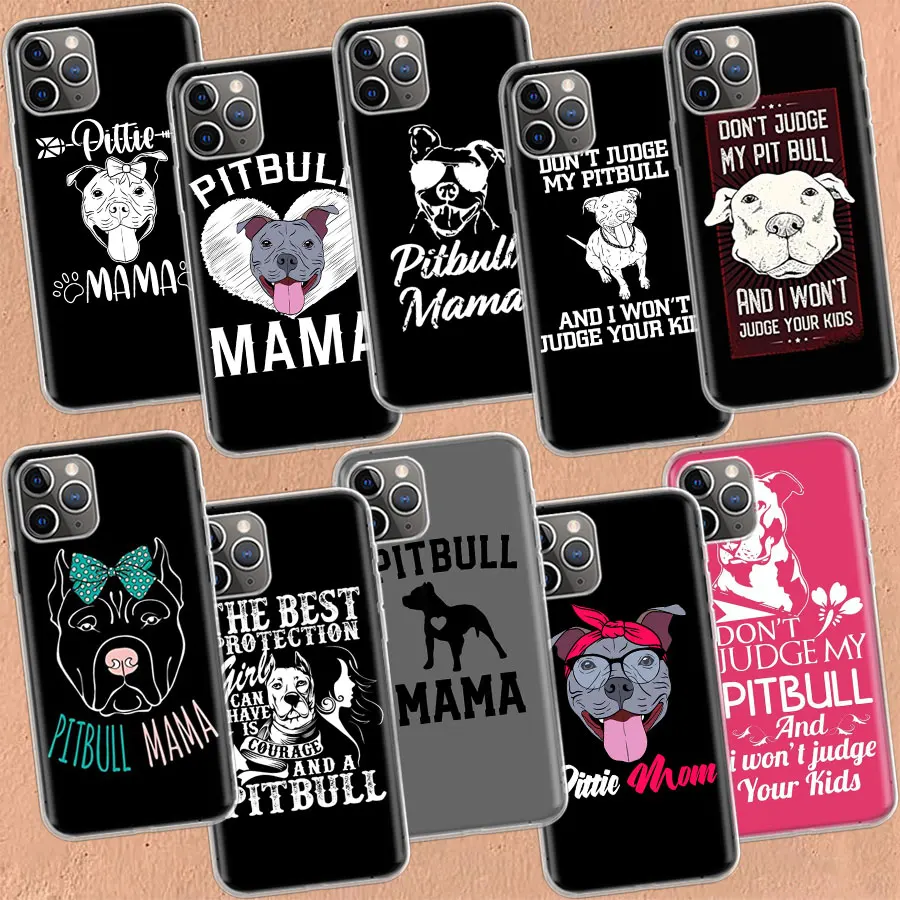 Pit Bull Lovely Pet Dog Pitbull Clear Case For iPhone 11 13 14 Pro 15 Pro Max 12 Mini 16 XR X XS Max 7 8 Plus Funda C