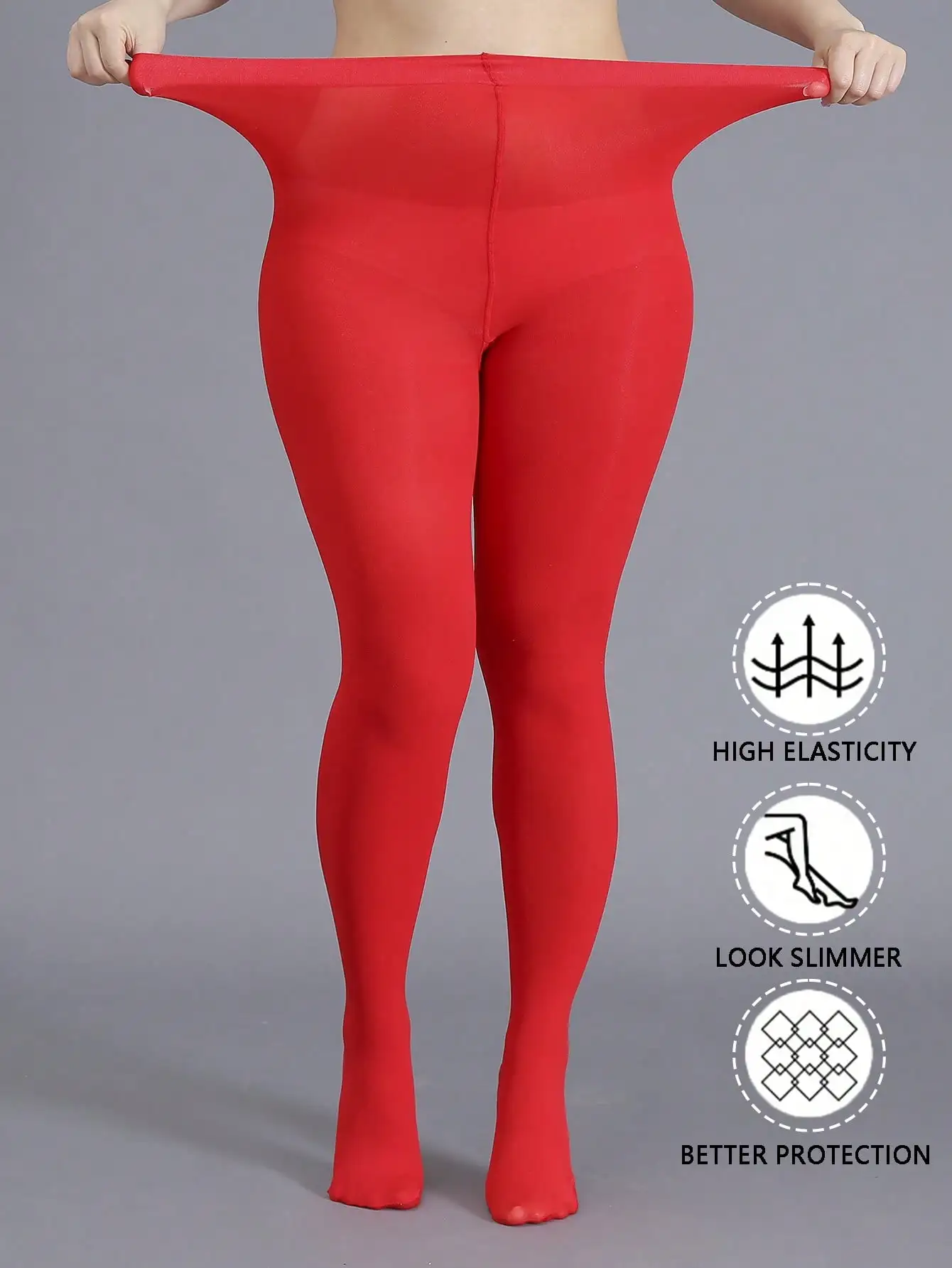 1 Paar Damen-Strumpfhosen, rot, dünn, blickdicht, dehnbar, hohe Taille, Strumpfhosen, Damenstrumpfhosen