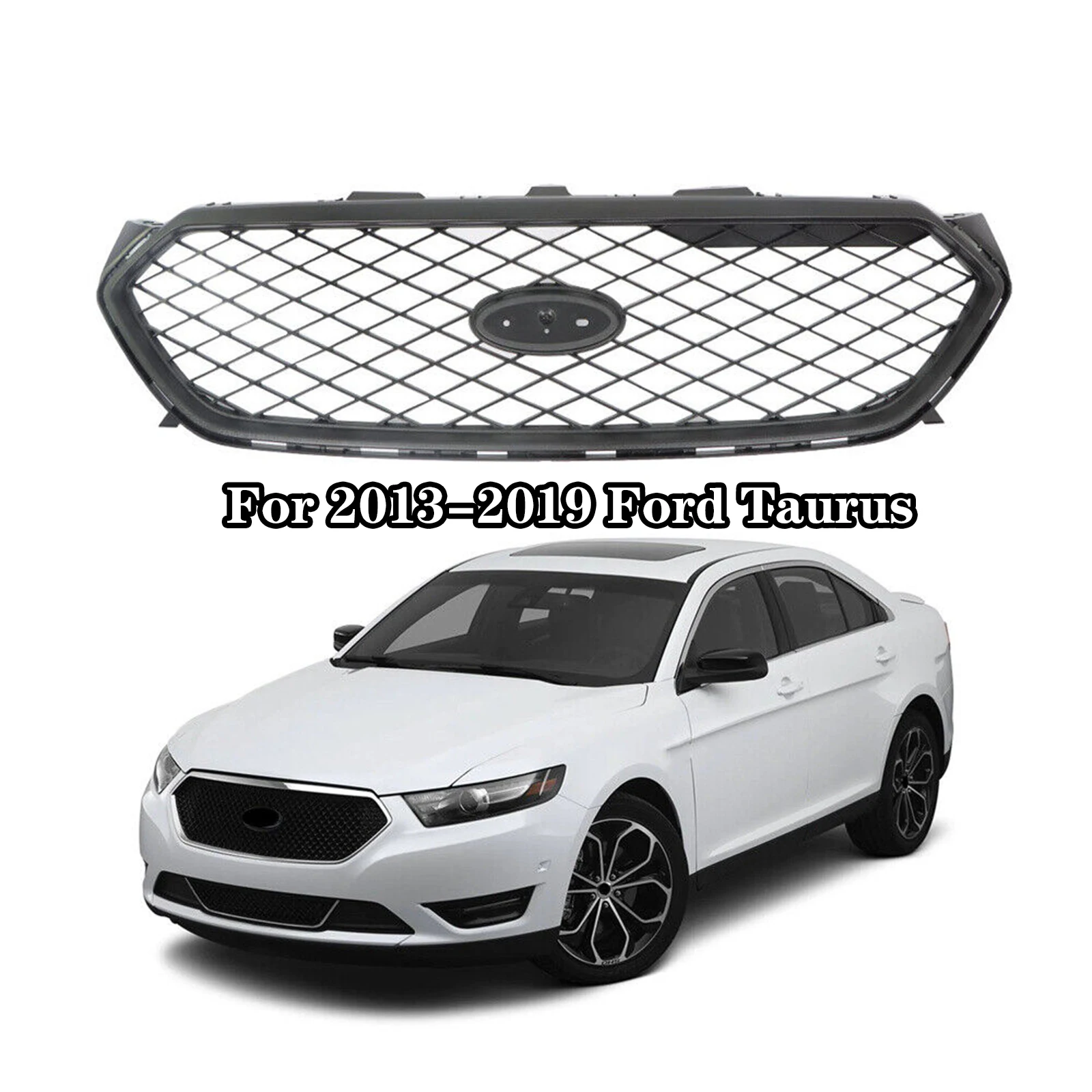 

For 2013-2019 Ford Taurus Front Bumper Upper Mesh Grille Trim Black Car Accessories Body Kit Decoration And Protection