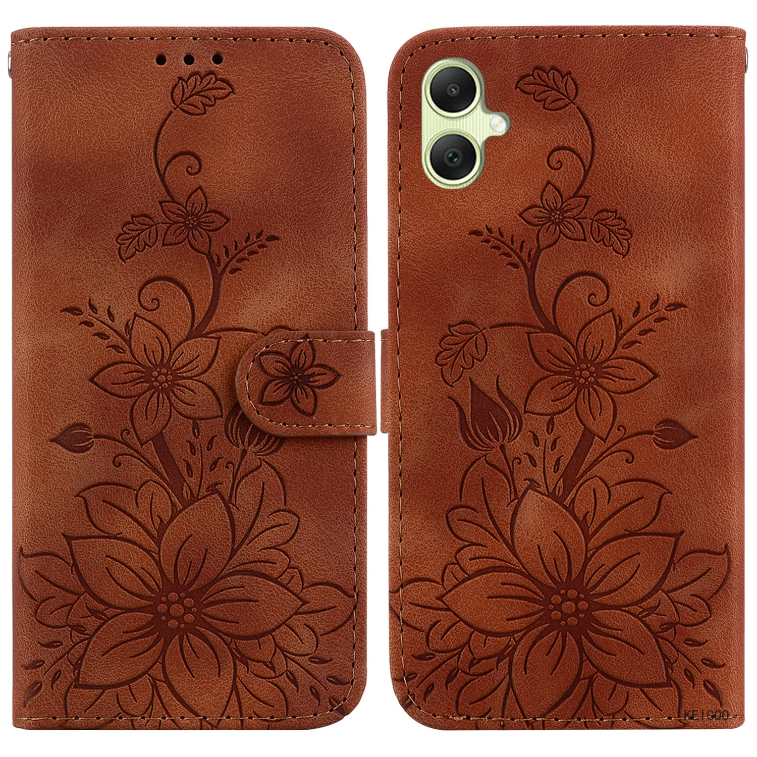 Shell for Samsung Galaxy A05 A05s A15 A 05 05S 15 SM-A057F SM-A055F Lily Print Pattern Leather Phone Case Shockproof Housing