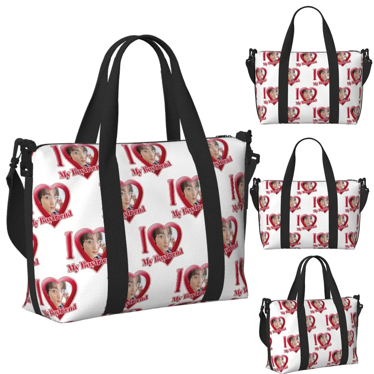 

NCT Haechan I Love My Boyfriend Пляжная дорожная сумка Большая вместительная сумка-тоут для спортзала Спортивная женская дорожная сумка для покупок