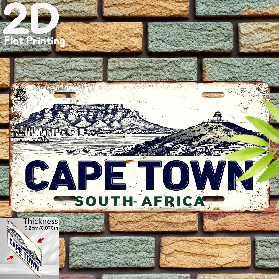 2D Flat - 2D Printed on a Flat Surface, Single Piece, Vintage Sign, Decorative Plaque And Ornament (15.24 cm X 30.48 cm), Cape T