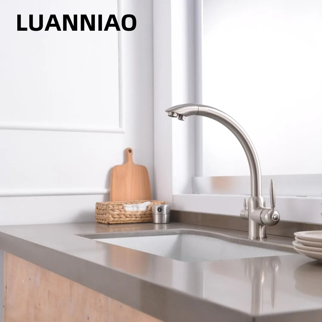 Luanniao Brass Purifier Kitchen Faucets Dual Sprayer Drinking Water Tap Vessel Sink Mixer Tap Gourmet Kitchen Faucets For Sink