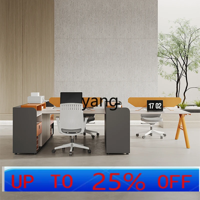LH simple modern screen partition baffle card seat four double office desk and chair combination