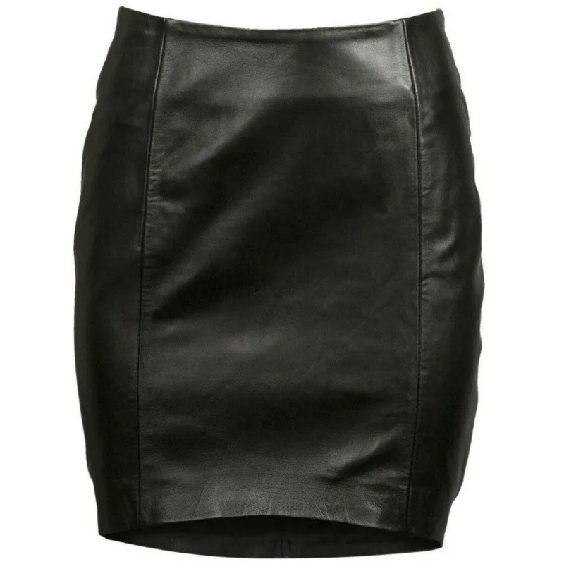 

Genuine Women's Leather Skirt Soft Sheepskin Leather Knee Length Pencil Skirt Fashionable Trend