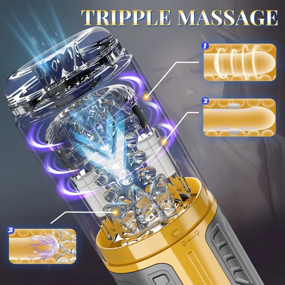 7 التوجه والدوران LED التلقائي ذكر الموزه لعق جيب كس الضارب بنقرة واحدة انفجار القضيب مضخة لعبة الجنس للرجال #4