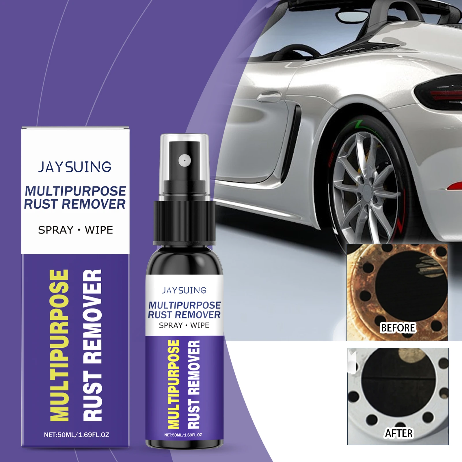 Multifunctional Metal Rust Remove Spray Car Wheel Hub Refurbishing Rust Dissolver Auto Detailing Maintenance Iron Powder Cleaner