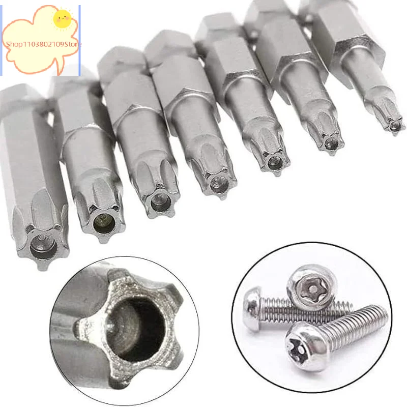 【HT】7 Pcs S2 Magnetic Star Screw Driver 5 Point Screwdriver Bits 50mm 1/4