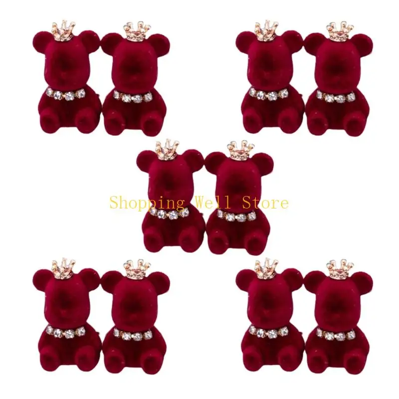 

KX4B Набор из 5 пар плюшевых медвежьих пуговиц, украшенных блестящими стразами