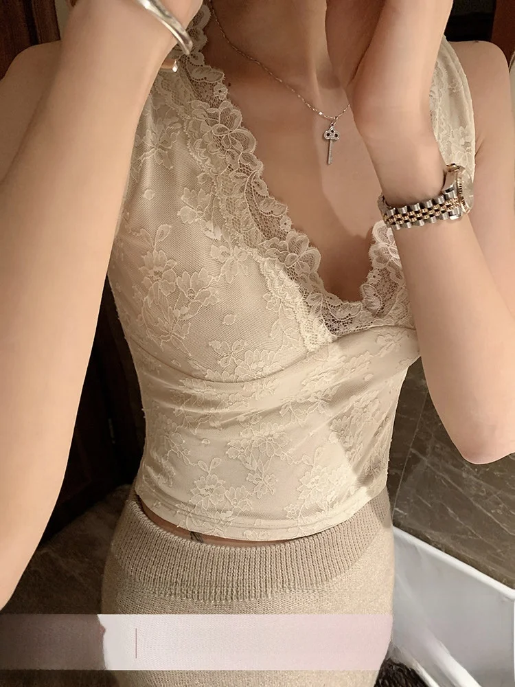 

YOLI Zhang Yuli 2024 Autumn Winter Gentle Pure Desire Lace Csole Women's Bra Underwear ort Sle V-ne Commute Sle