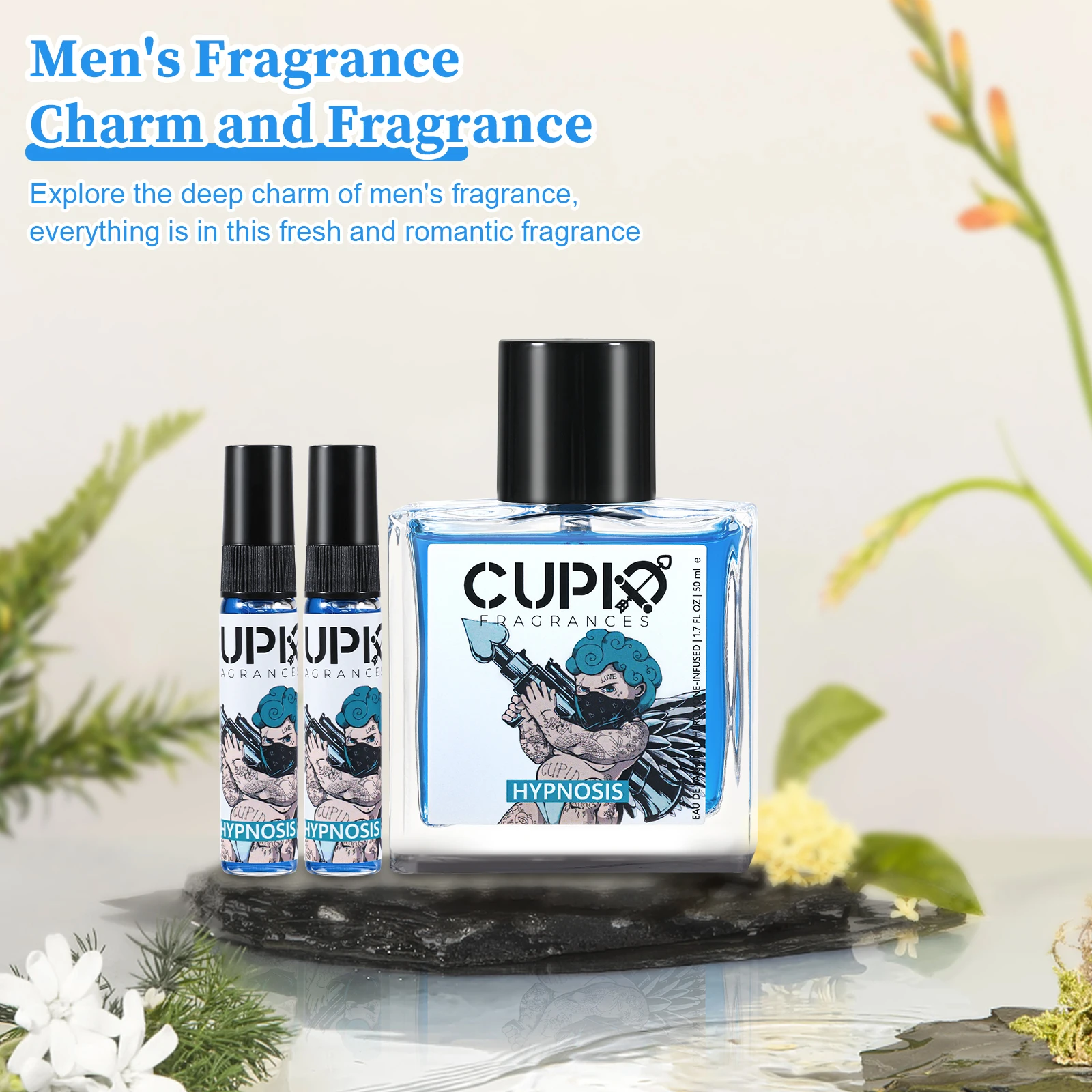 CUPID 60ML blauwe glazen fles heren 2-in-1 Keulen Luxe geur voor de moderne gentleman feromonen parfums voor mannen