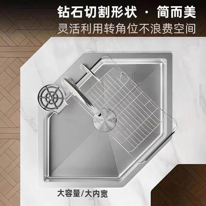 Diamond-shaped Kitchen Sinks Extruded Stainless Steel Kitchen Sinks Nano Corner Home Improvement Lavelli Da Cucina ZY40SC