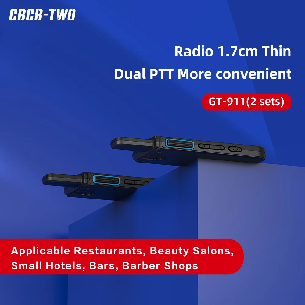 CBCBTWO GT-911 2PCS Ultra-thin Mini Walkie Talkie PMR FRS Profesional Portable Type-C Charging Two Way Radio Hotel Restaurant