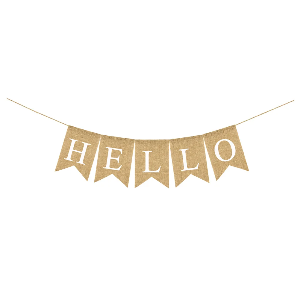 

Swallowtail Flag Spring Bunting Banner HELLO SPRING Letters Festive Party Decoration Wall Window Tree Door Burlap