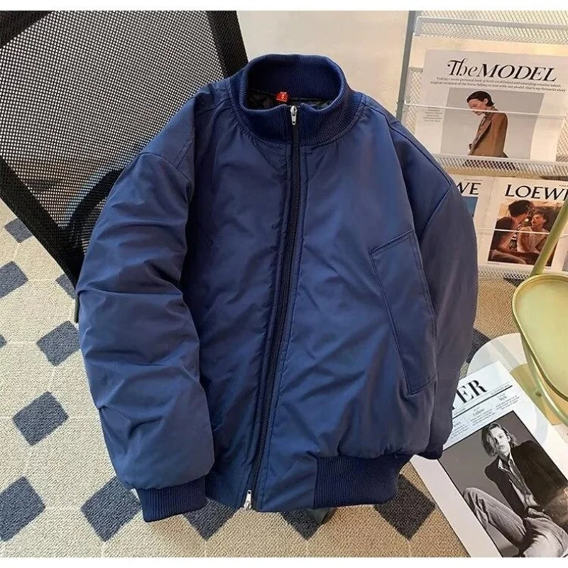 

Зимняя летная куртка с воротником-стойкой, бейсбольный свитер High Street, пышная флисовая утолщенная верхняя одежда