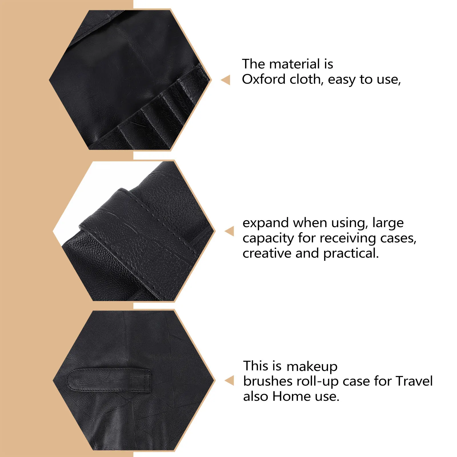 

12 Pockets Travel Portable Makeup Brush Roll-Up Case Bag Organizer For Beauty Essentials Pu Black Fashionable