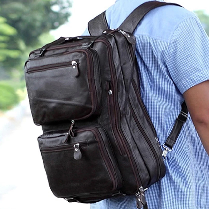 

Multi-Function Fashion Genuine Leather Backpack Men Travel Backpack School Bag Large Rucksack Crossbody Bag big Male Bagpack