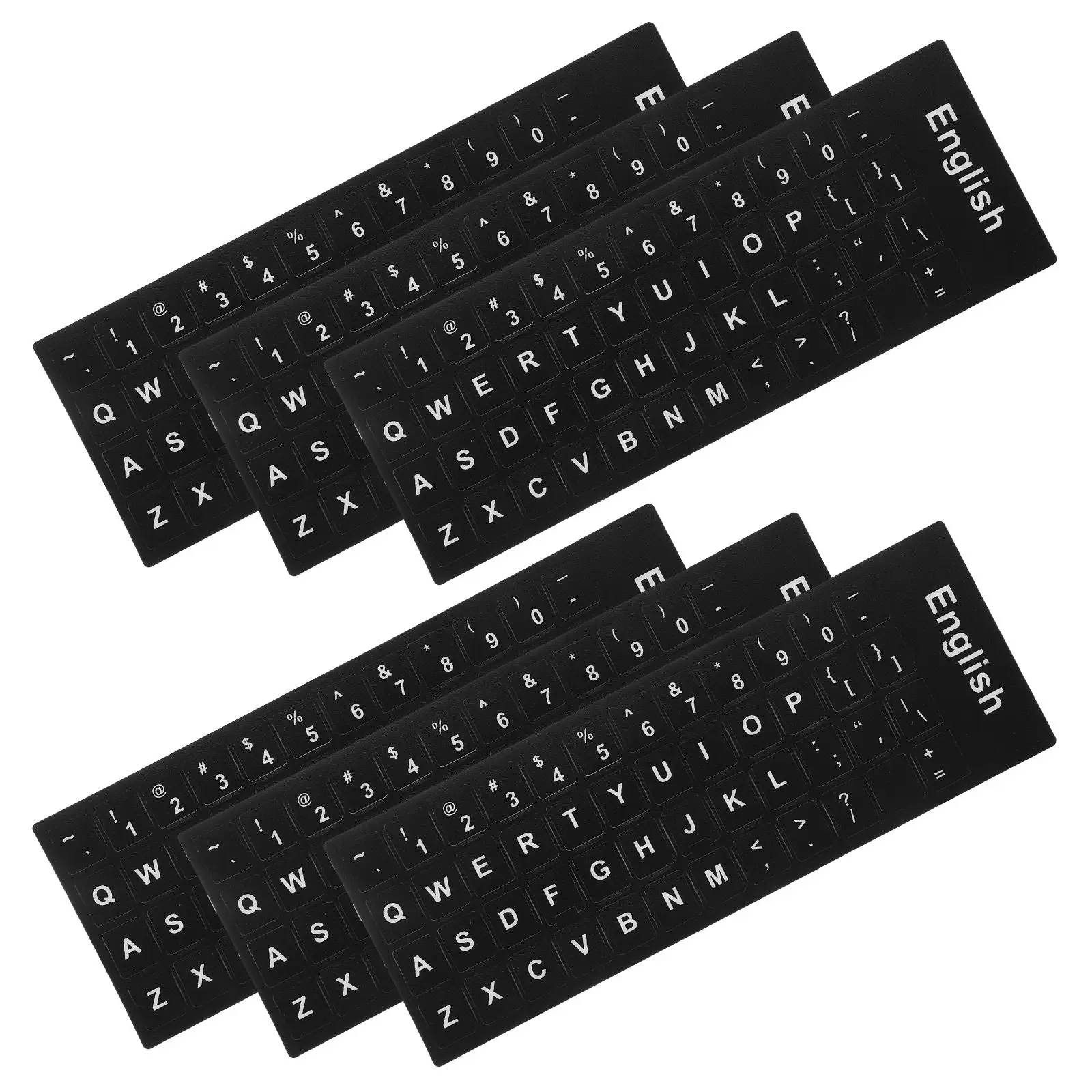 

6 Sheets Language Keyboard Stickers English Alphabet Replacement Decals for Computer Laptop Keys Simple Application Removable