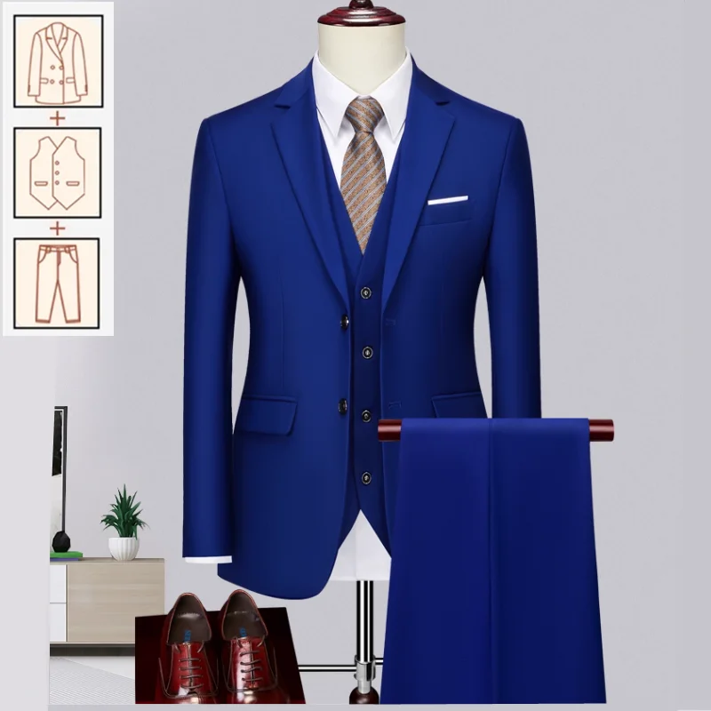 

TweedLad Men's Business Suit Set Groomsmen Regular Fit-Tuxedo Dress Men Suit Set Lapel Formal Stylish Buttons Pockets