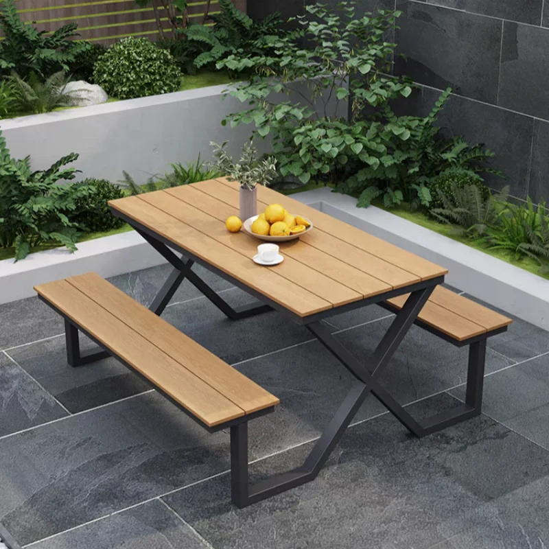 *Modern Metal Outdoor Dining Table And Coffee Set With 6 Chairs Square Design Durable & Waterproof For Kitchen And Patio Use