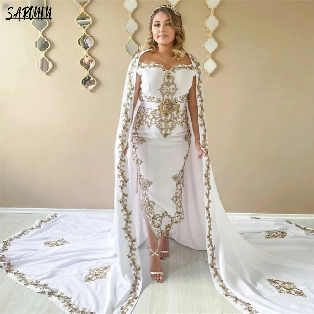 Karakou Algerisches Abendkleid, elegantes Outfit, langärmelig, Promi-Abschlussballkleid, Applikationen, A-Linie, Brautmode, individuelle Robe De