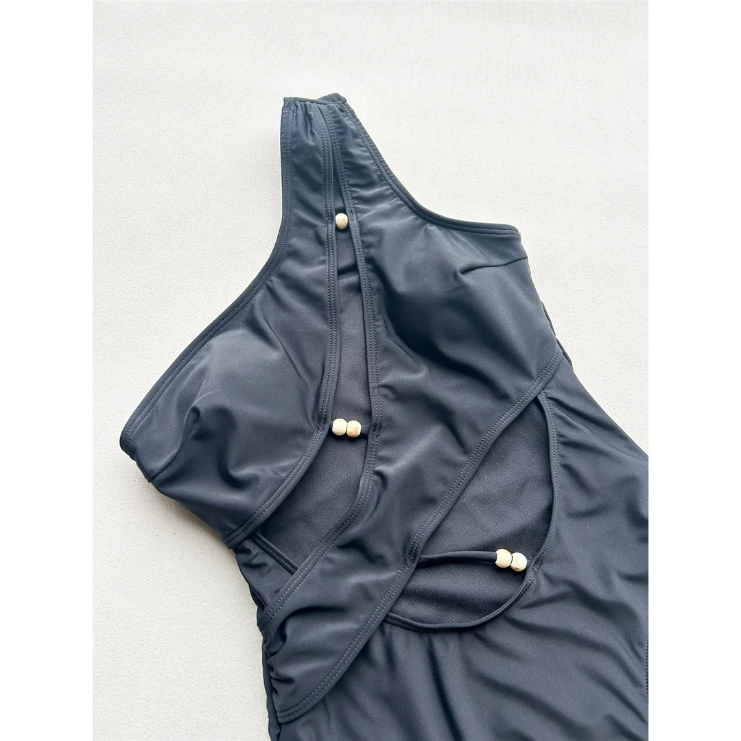 Asymmetrischer Cut-Out-Badeanzug mit einer Schulter für Damen, einteiliger Badeanzug, Monokini mit hohem Beinausschnitt, Badebekleidung, Badeanzug, Modell V7949 – Detail 12