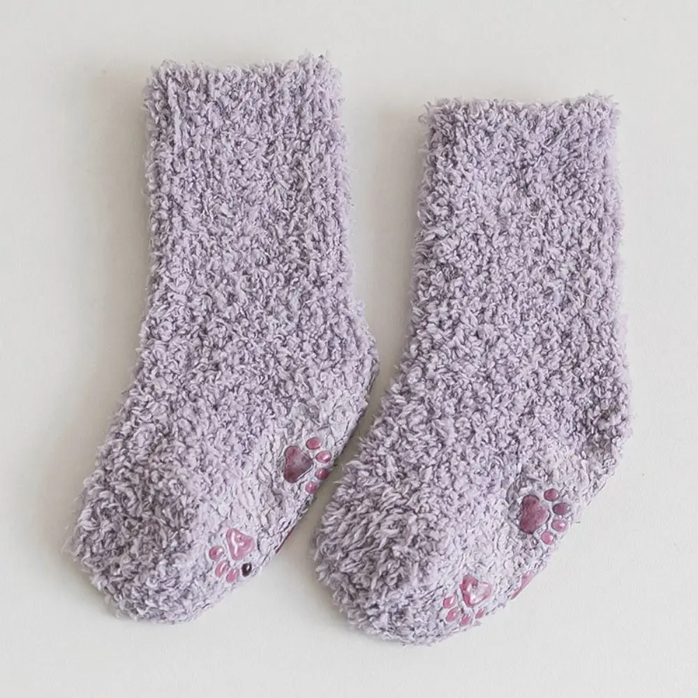 

Solid Color Coral Fleece Baby Socks Korean Style Thickening Infant Learning Walk Socks Baby Hosiery Dispense Home Sleep Socks