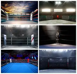 Laeacco Stadium Lighting 3D Professional Boxing Arena Background Sports Match Blur Spectator Męskie tło do fotografii portretowej