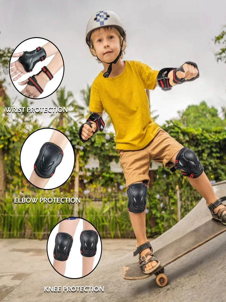 AliExpress NONE 6PCS Kids/Youth/Adult Knee Pads Elbow Pads with Wrist Guards Protective Gear Set 6 Pack for Roller Skating Cycling Riding Sports