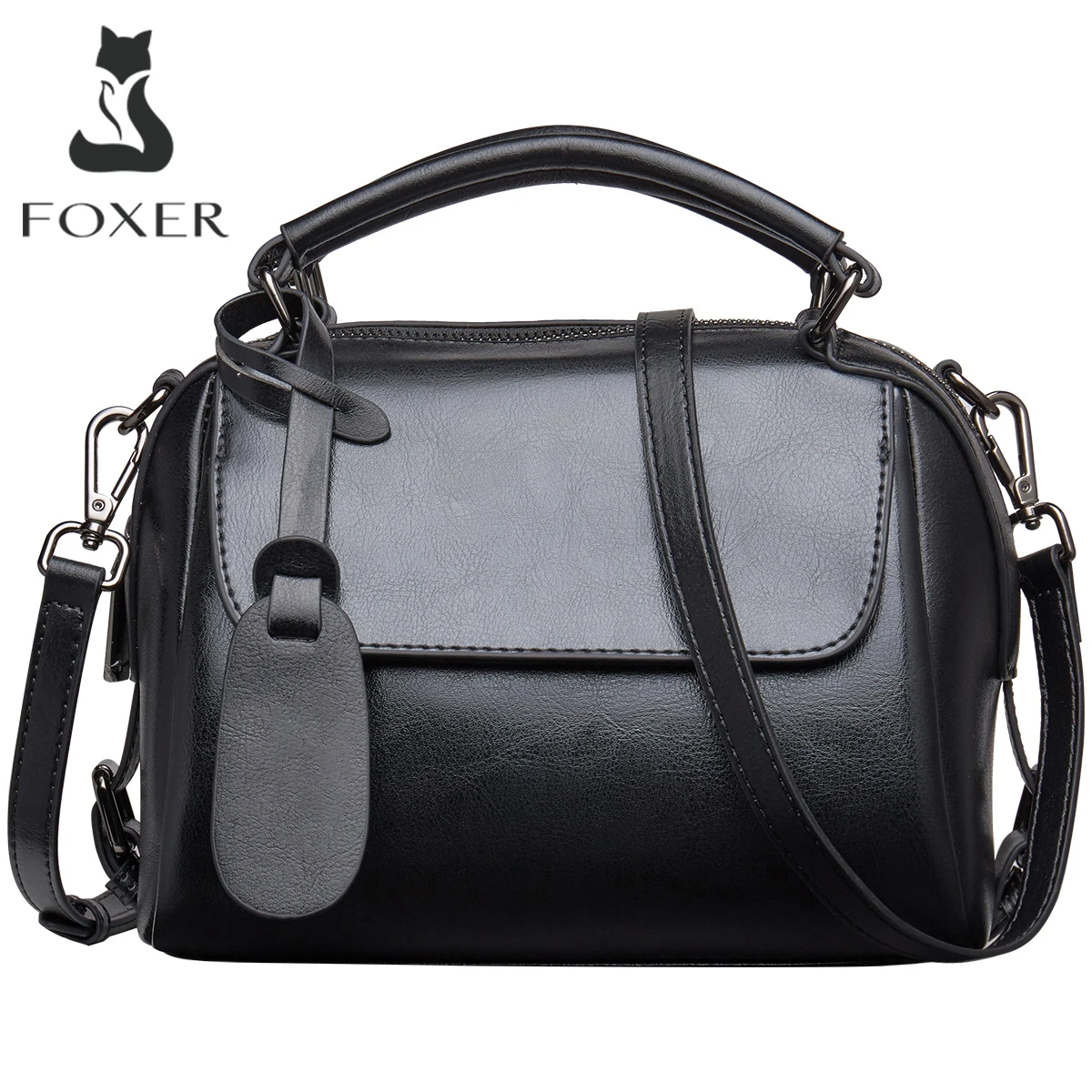 Torebka damska FOXER Luxury ze skóry licowej, retro, codzienna, na ramię lub do noszenia na ukos, wysokiej jakości designerska torebka damska z górnym uchwytem.