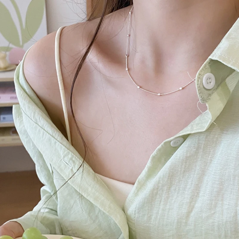Neue S925 Silber Klassische 45CM 50CM Basic Quadratische Perlenketten Choker Massive O-förmige Halskette Gedrehte Stabkette Singapur-Kette – Detail 3
