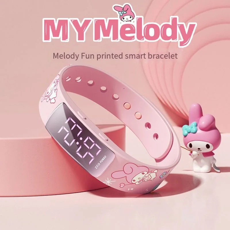 سانريو ميلودي لطيف المرأة شحن ساعة خربش الرياضة خطوة العد طالب سينامورول الكرتون سوار إلكتروني هدية عيد ميلاد