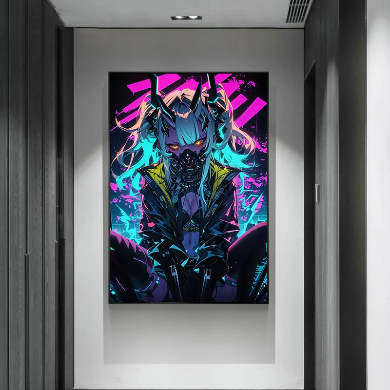 Japanese Anime Dark Cool Girl Devil Goddess Kawaii Poster and Prints Canvas Printing Wall Art Picture for Living Room Decor Gift