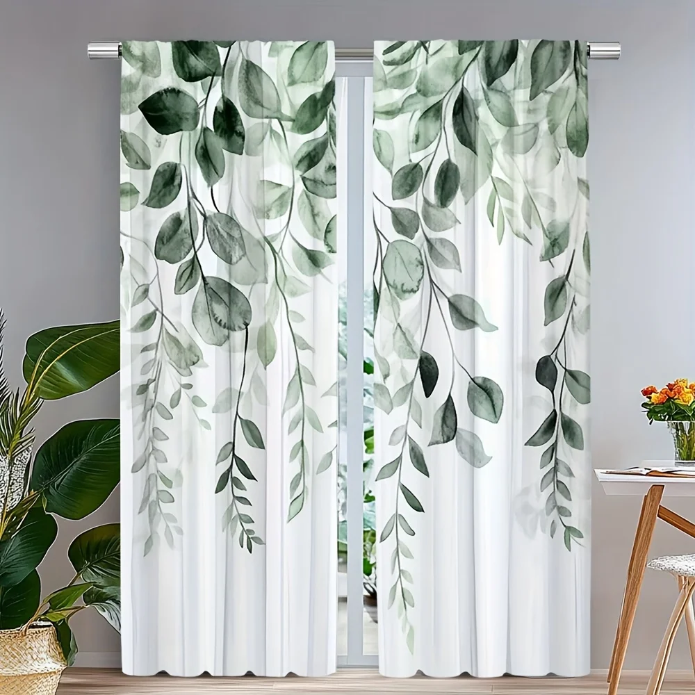 

2-pack floral curtains, polyester fabric, machine washable, suitable for bedroom, living room, kitchen and bathroom