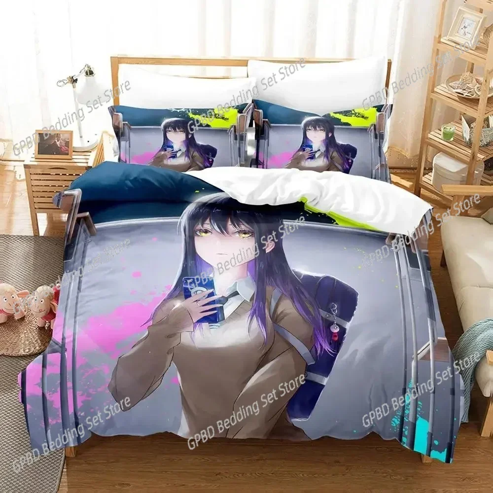 Anime Mieruko-chan The Girl Who Can See Them Comfortable Duvet Cover Pillowcase Bedding Set Bedroom Decoration Home Textile