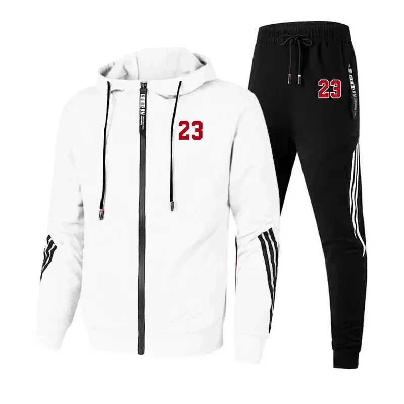 2024 New Trendy Business Men's outdoor sportswear two-piece set hooded sweatshirt and sports pants casual running clothes