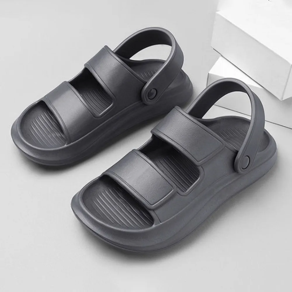 

Повседневные противоскользящие тапочки на плоской подошве из ЭВА, шлепанцы на платформе с открытым носком и защитой от запаха, пляжная обувь, мужские летние тапочки