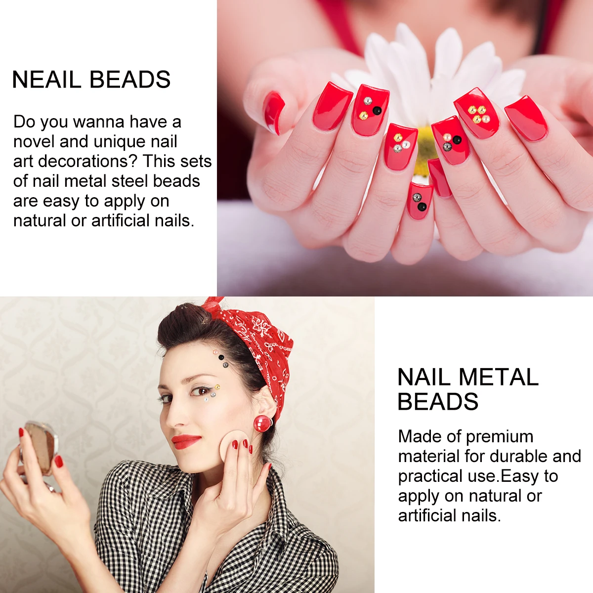 

2 Sets Mini Nail Beads Beads Nail Art Supplies Mini Metal Decor Supplies DIY Nails Phone Case Glasses Body Art Gifts