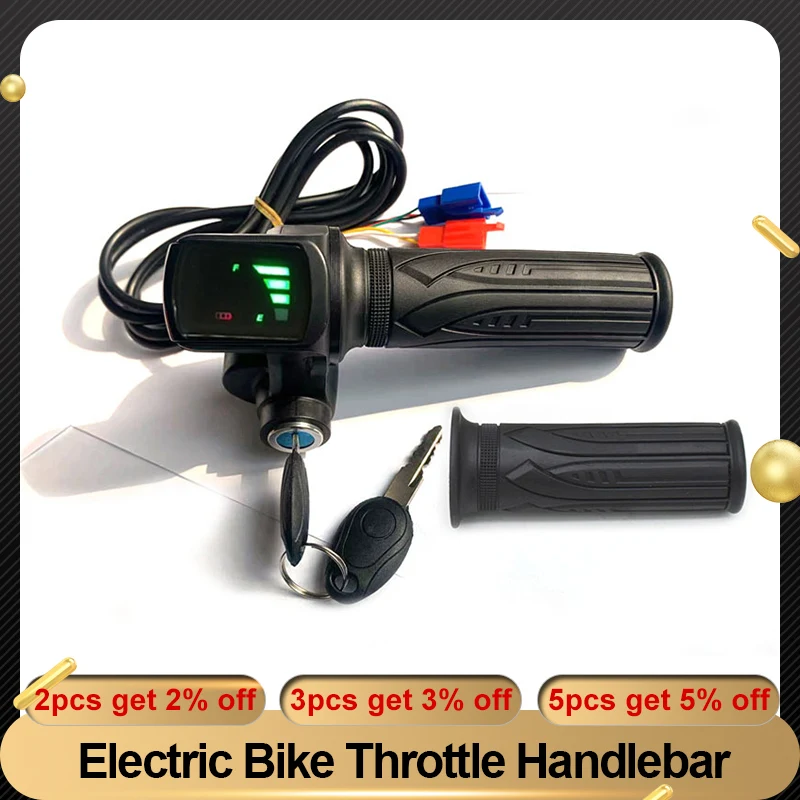 36v 48v 60v Electric Bike Throttle Handlebar With Power Display Speed Control Accelerator E-Bike Electric Bicycle Accessories