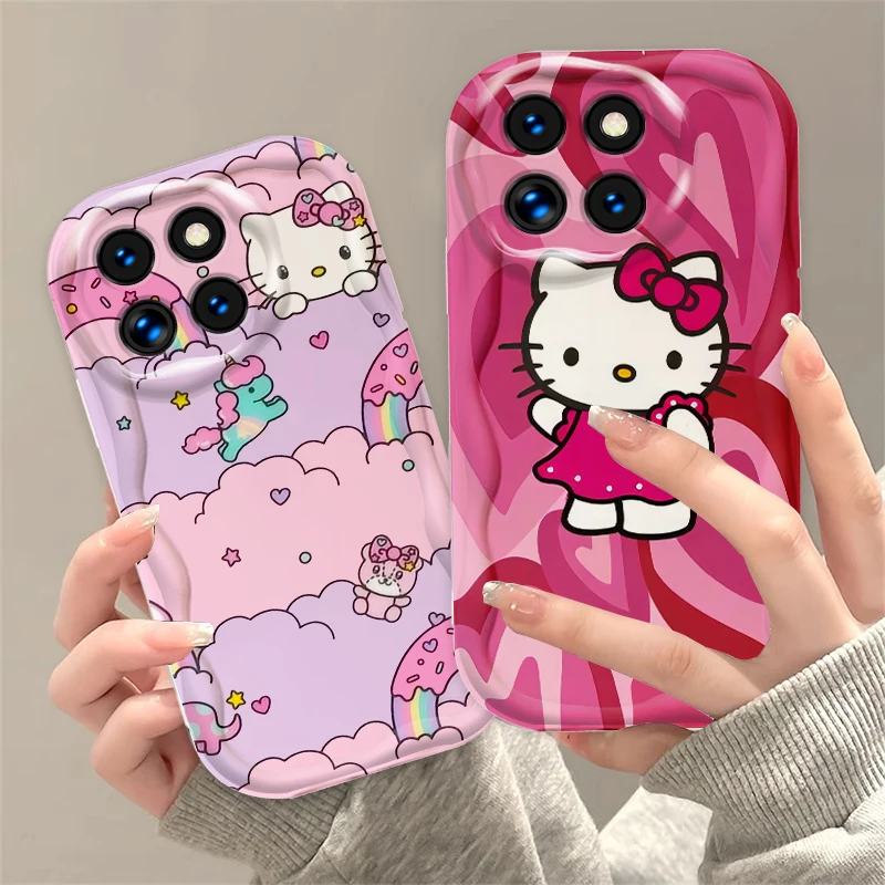 HelloKitty Cute Cartoon For Xiaomi Mi 14 12 12T 11 Lite Poco M6 X6 X5 X4 X3 M3 F4 Pro GT NFC 5G Wave Oil Funda Phone Case