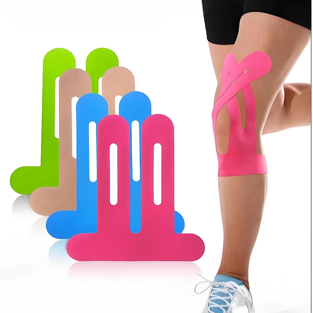 

5-100 шт. кинезиологическая лента для защиты колена, спортивная защита, эластичная нашивка, дышащая предварительно вырезанная спортивная лента для колена для мышц плеч