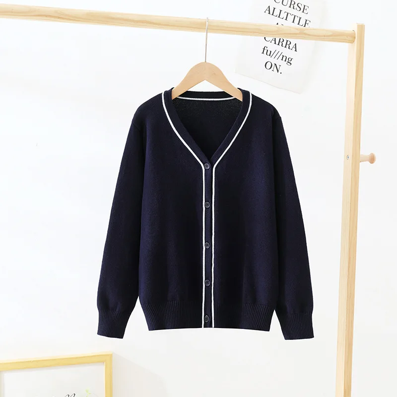 

Korean Fashion Kids Cardigans Boys Cotton V-neck Long Sleeve Knitted Sweaters Spring Autumn Teenage School Girls Coats 4-18years