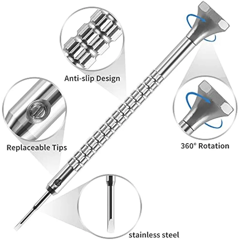 10Pc Precision Slotted And Crosses Screwdriver Set Different Size With Extra Replace Blades Watchmakers Tool For Jewelry Durable