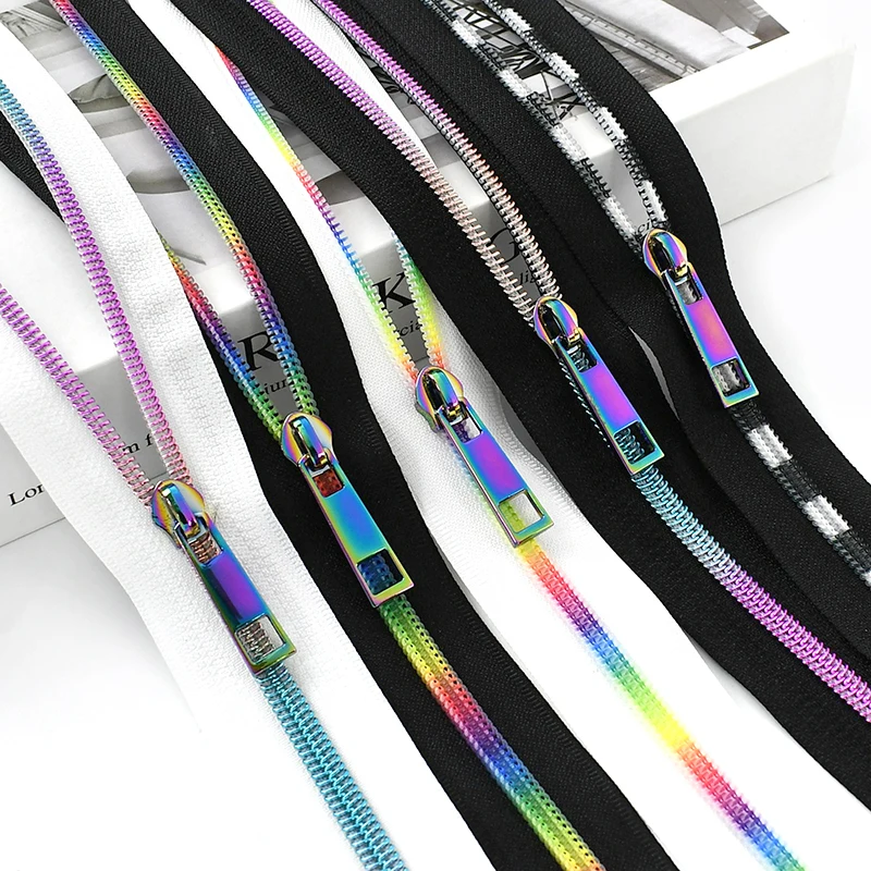 5 #   شريط نايلون بسحاب على العداد سحابات ملونة منزلق لإغلاق الخياطة السحابات المؤشر استبدال أكياس مجموعات إصلاح الرمز البريدي الزخرفية