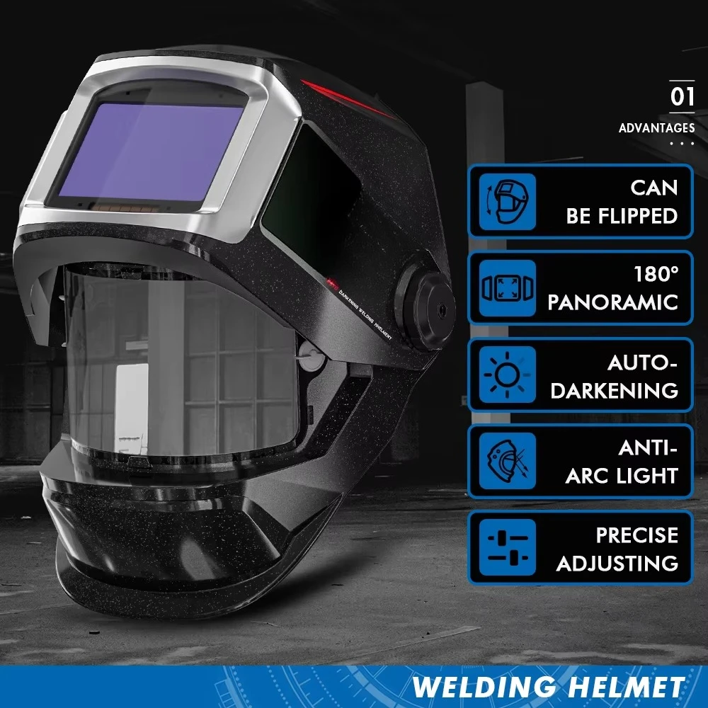 Flip Type Auto-dimming Welding Mask with Side View Digital Welding Lens True Color 4 Arc Sensor Glass